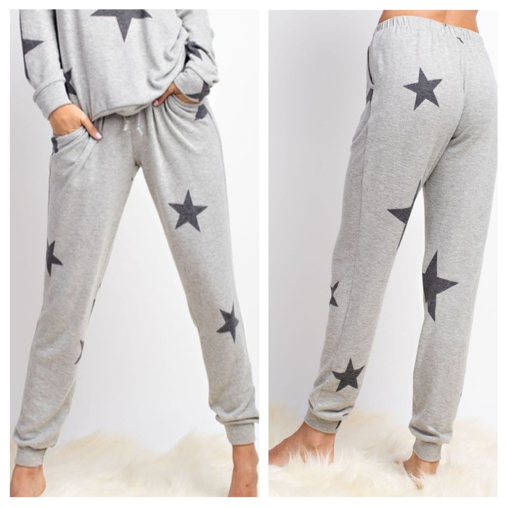 Gray Star Print Joggers
